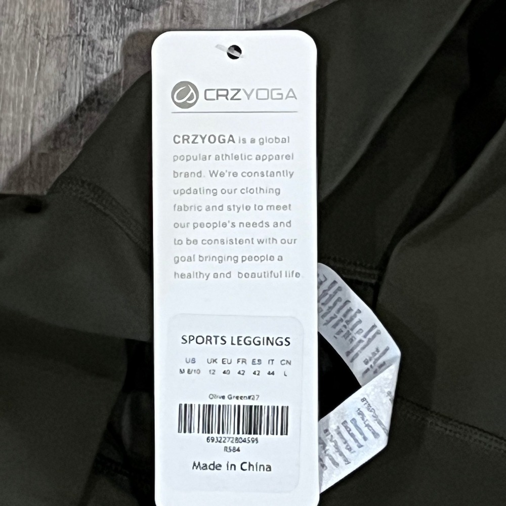 CRZ YOGA Womens Olive Green High Waisted Sports Leggings Pockets R584 | Size M - Picture 6 of 8